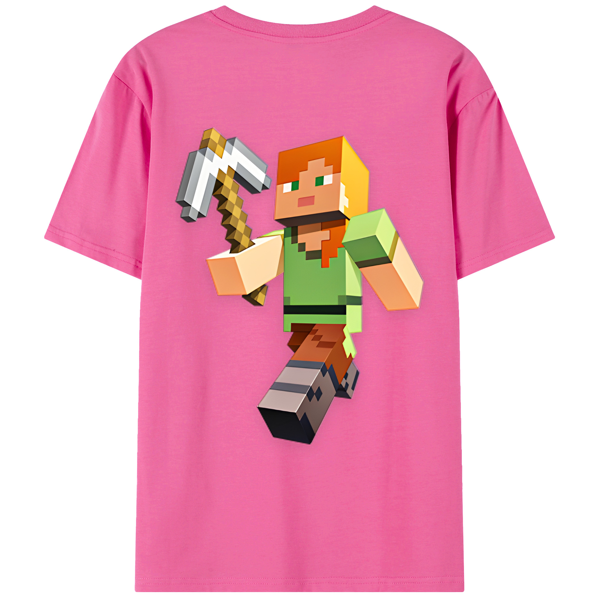 （画像用） マインクラフト ブロックの世界 Minecraft MC Block world レディース半袖Tシャツ(バックプリント)